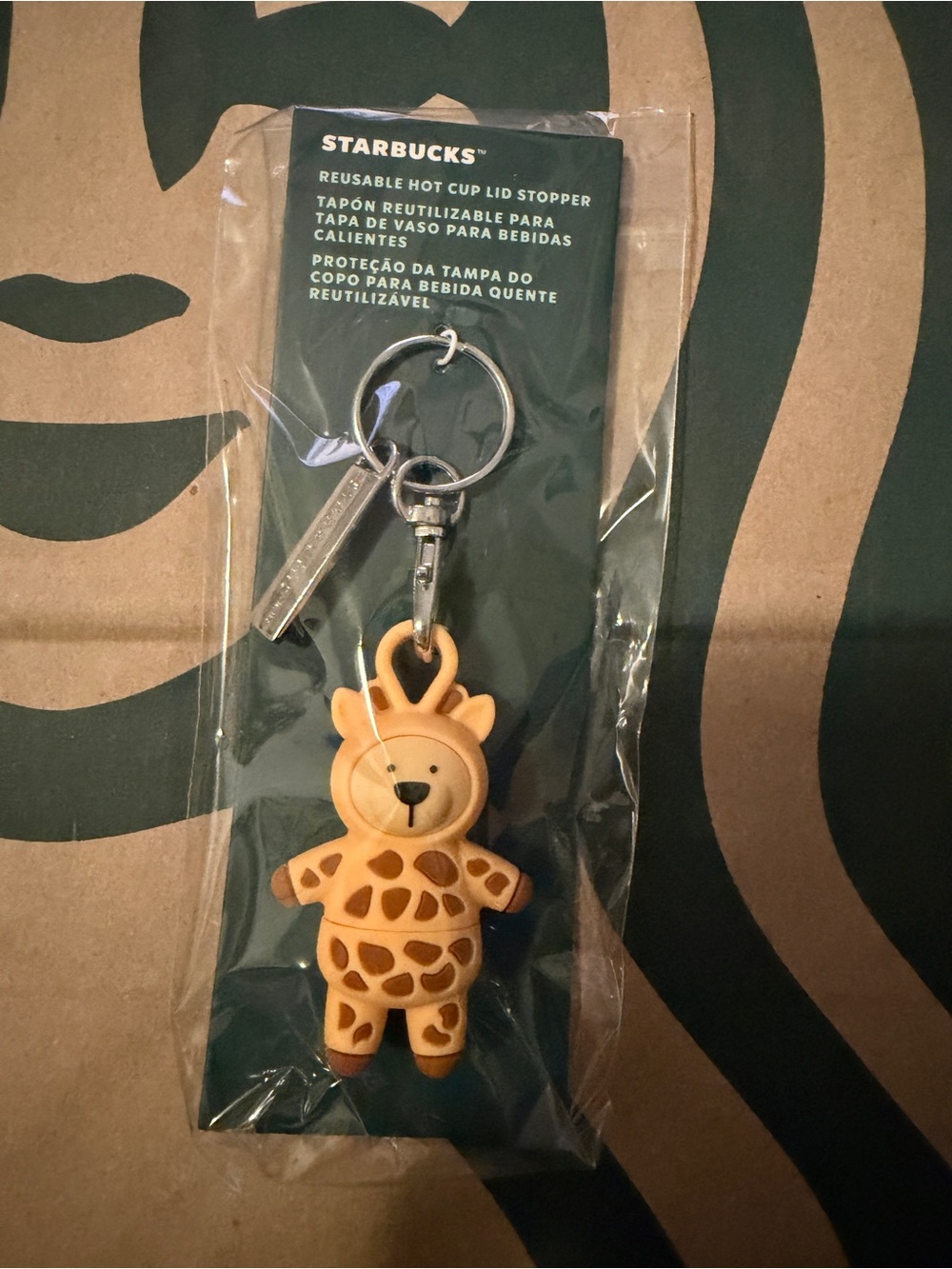 Starbucks Yellow Giraffe Keychain Reusable Hot Cup Lid Stopper